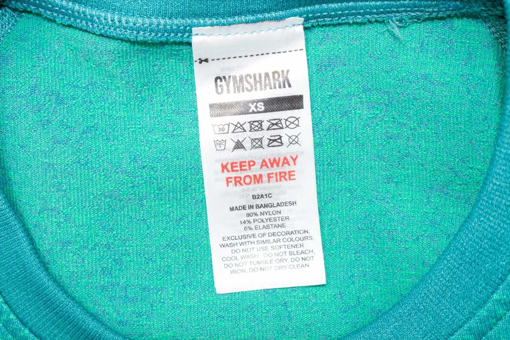 Gymshark дамска кроп блуза с дълъг ръкав синьо зелена фитнес XS