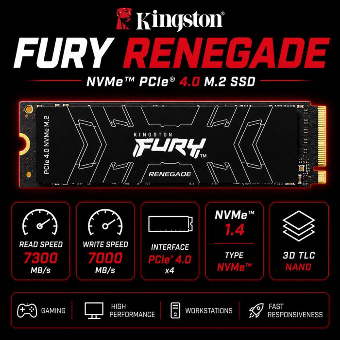 SSD Kingston Fury Renegade NVMe M.2 PCIe 4.0 - ultra rapid (gaming/pro)