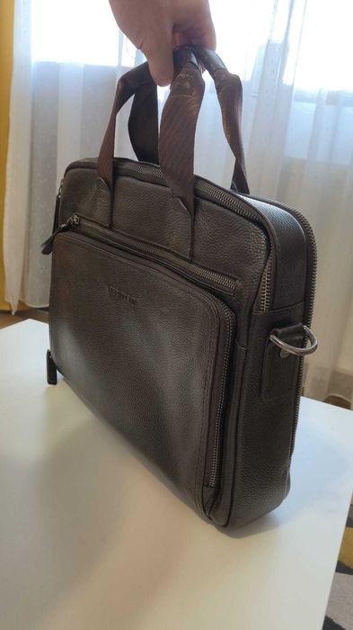 Geanta barbateasca / servieta piele naturala Bison Denim