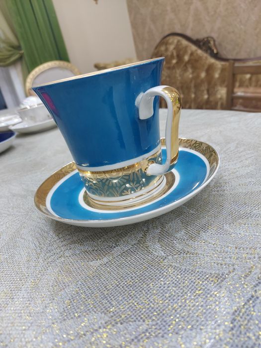 Чайная пара "Бирюза".СССР ЛФЗ