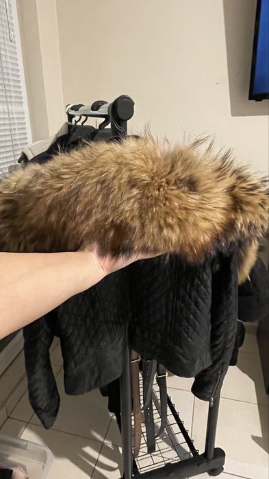 Дамско яке естествена кожа и косъм от лисица