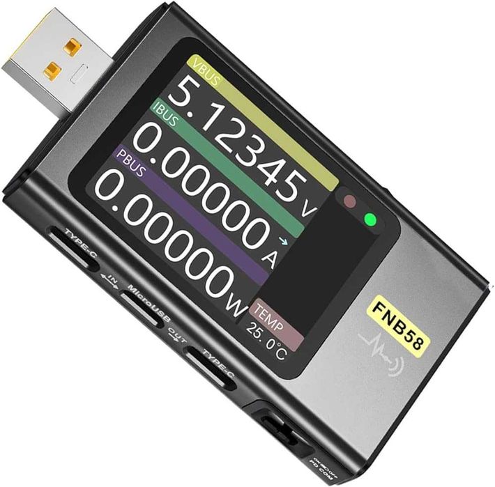 USB тестер FNIRSI FNB58 с Bluetooth Измерване на напрежение и ток