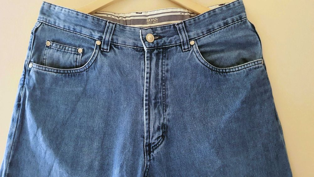 Светлосини мъжки дънки Hugo Boss W33 L34 (размер M/L) 100% памук, без забележки