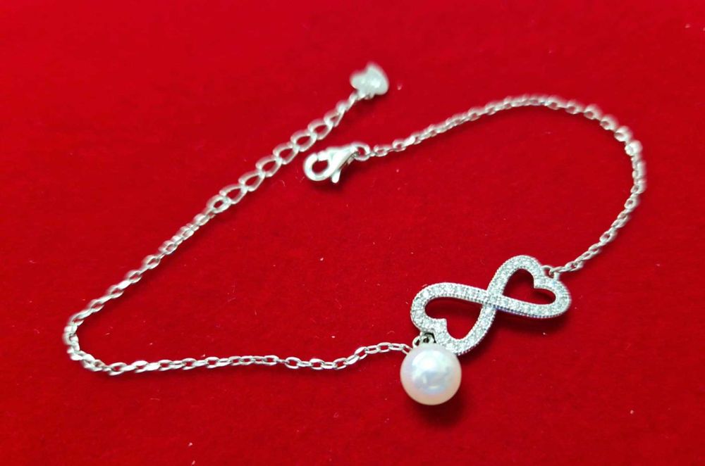 AG218,bratara argint 925,noua/marcata, infinit, cu perla flexibila,