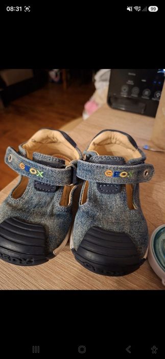 Papuci copii geox din piele si denim