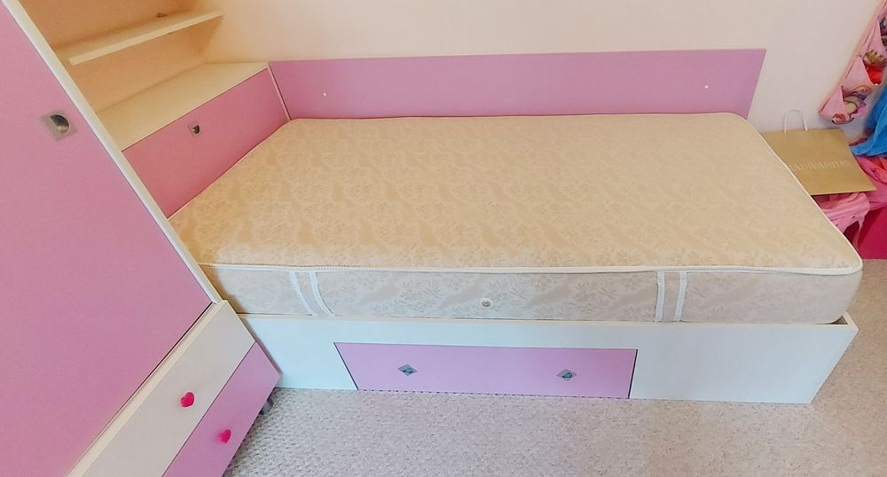 Pat de o persoana 2x1 cu Saltea Domus flex,somiera,cutie depozitare