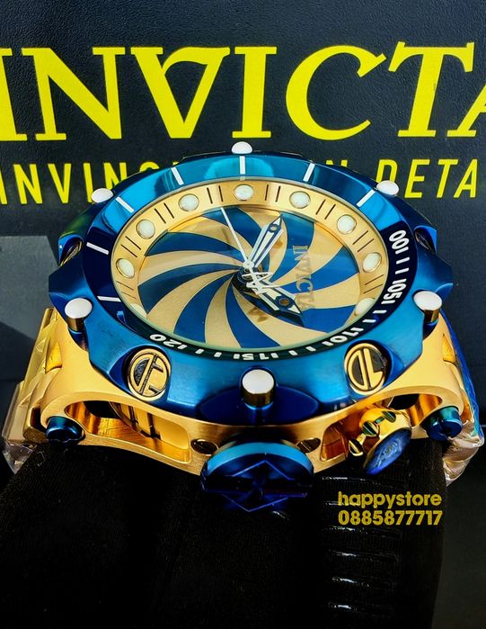 часовник INVICTA Reserve Skeleton automatic Blue/Gold 56мм, Инвикта