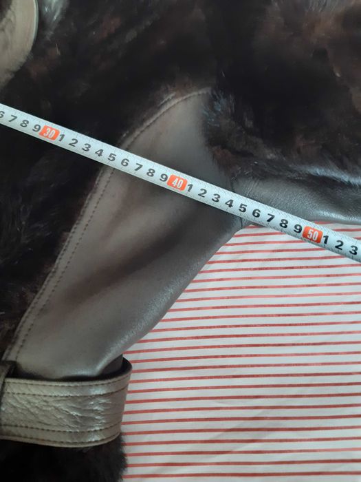 Палто от естествена кожа визон и кожа