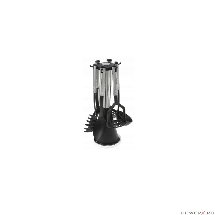 Set 6 ustensile de bucatarie, cu suport, inox-nailon, Kinghoff