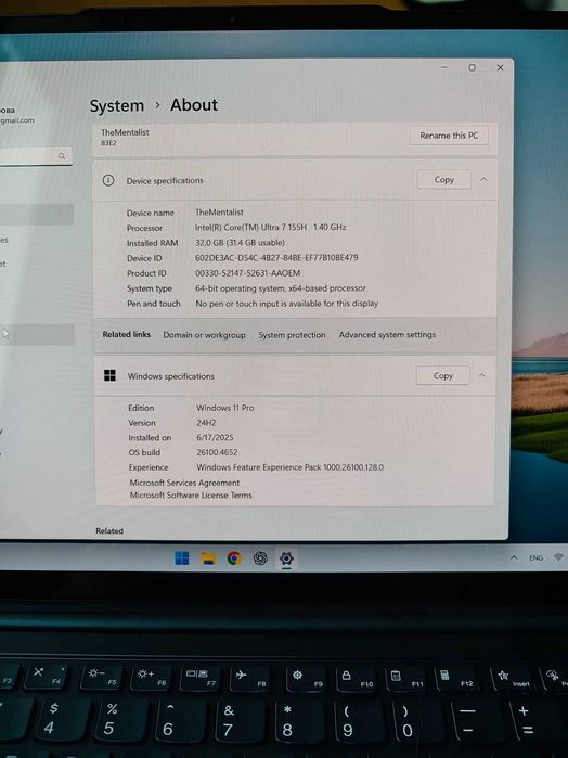 Lenovo Yoga Pro 7, Ultra 7 155h, RTX 4050, 32GB, 2.5К OLED в гаранция