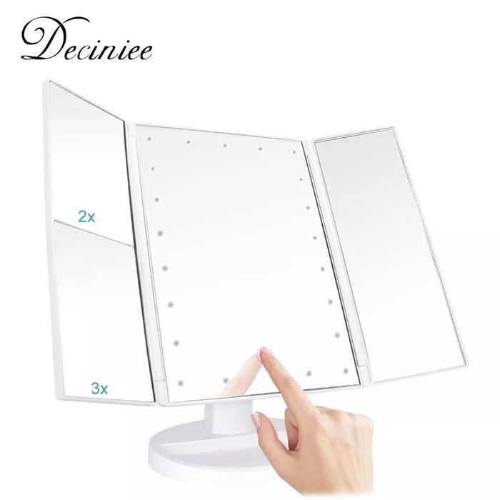 Зеркало тройной косметическое для макияжа с Led подсветкой сенсорный