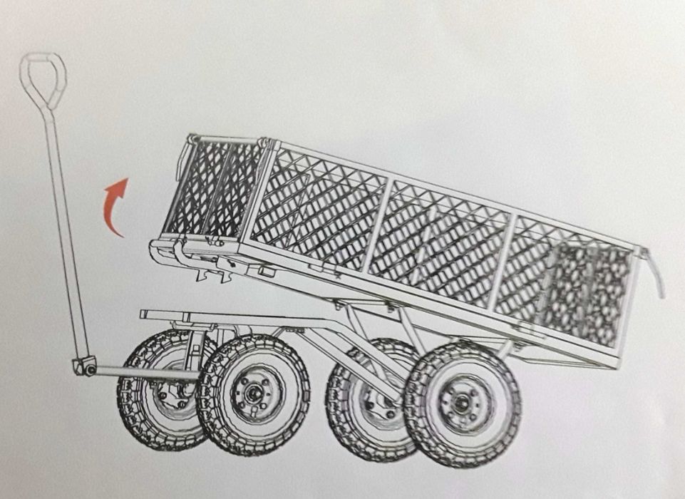 Cărucior pentru grădină cu 4 roti, sarcina maximă 200 Kg, sistem de basculare NOU - 390 Lei