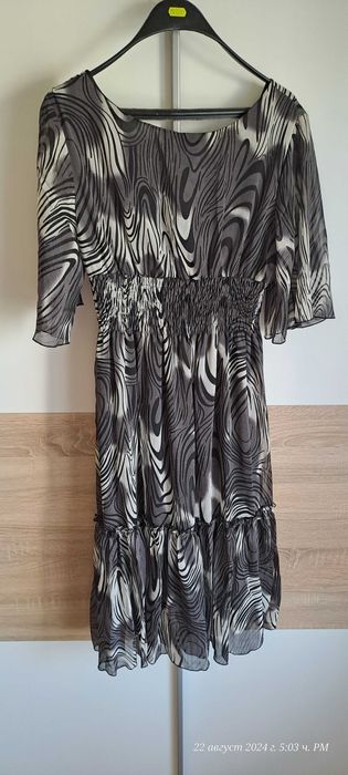 Памучна рокля на цветя, еластична рокля XL/XXL