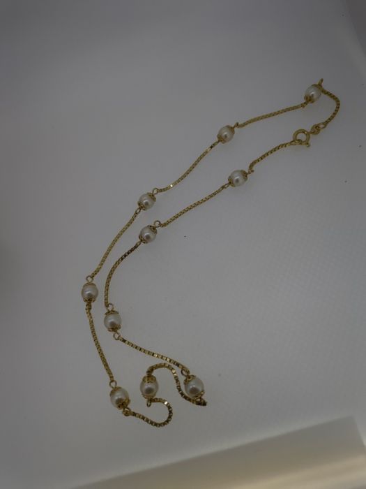 Lanț cu perle aur 18k 13.8gr (r)