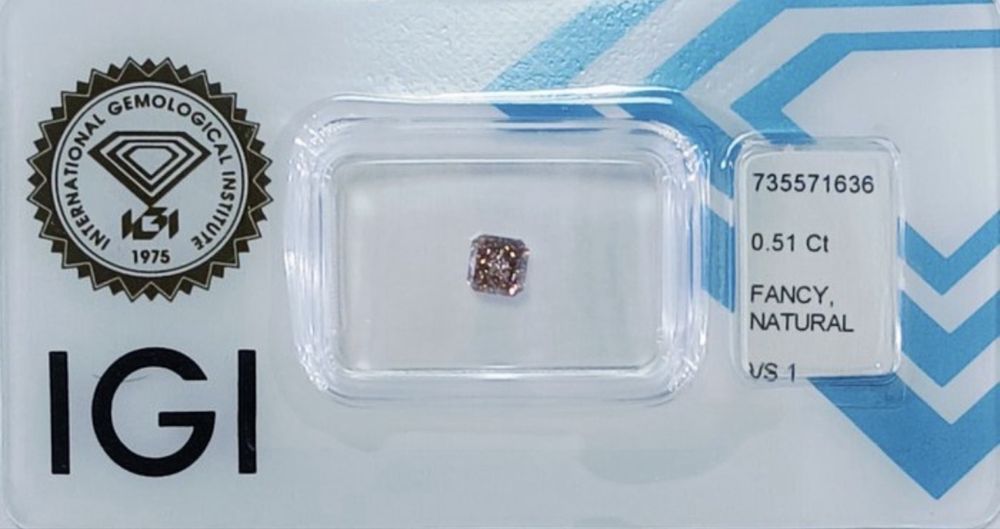 Инвестиционен Диамант  0,51 ct Розов  /Със Сертификат/Запечатан