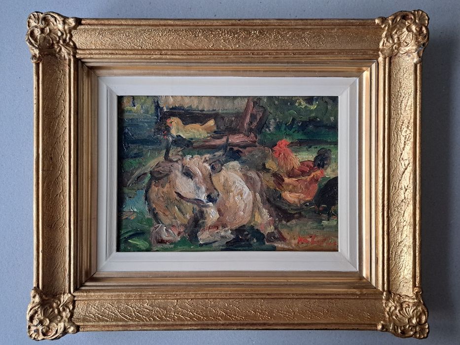 Pictură" Ograda cu animale", Mihail Poiana Mihalcea(1903 Poiana-1966)