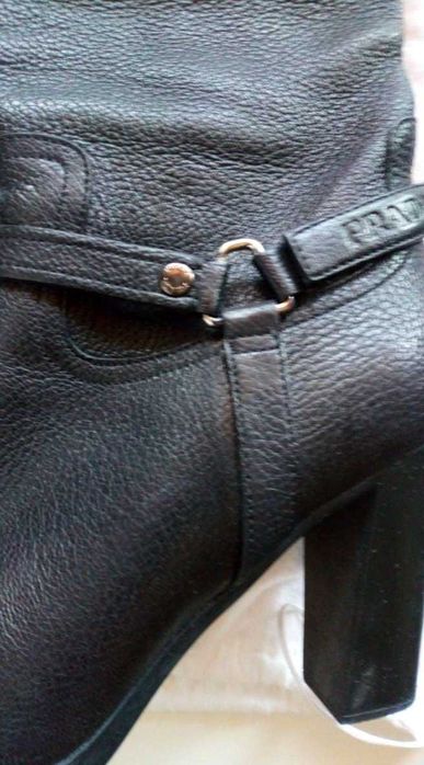 Ботуши Prada, 38.5, естествена кожа, черни