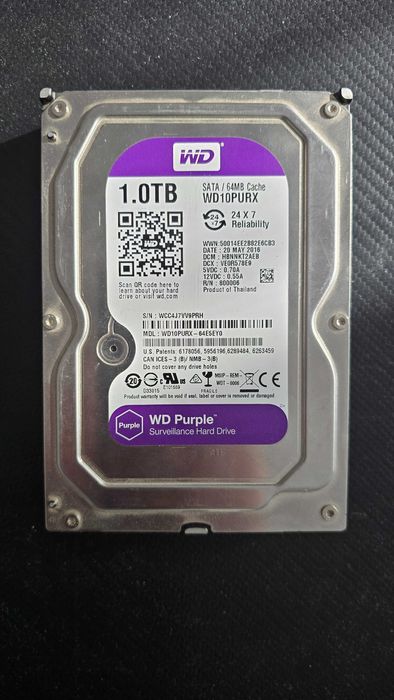 HDD 1TB Western Digital Purple WD10PURX, 100% Health/100%Performance/132 Days Power ON