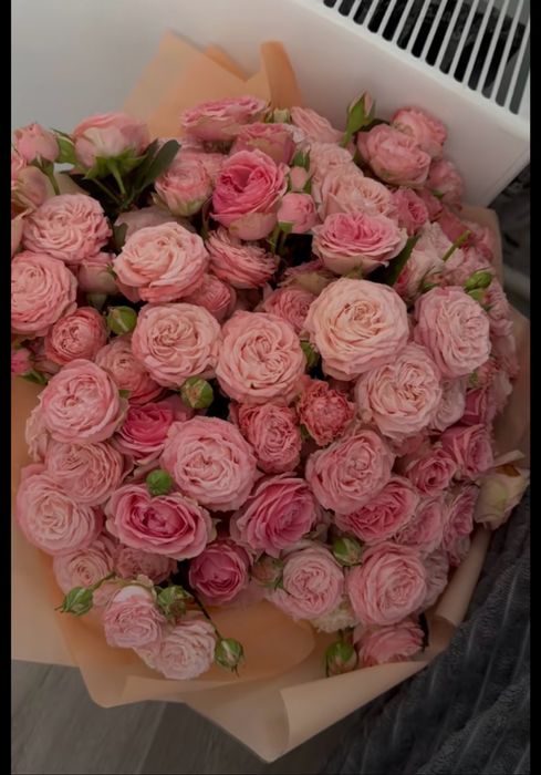 Розовые свежие розы