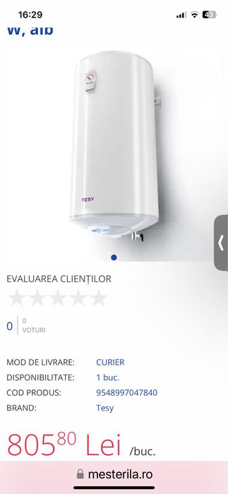 Vand boiler 100l Nou