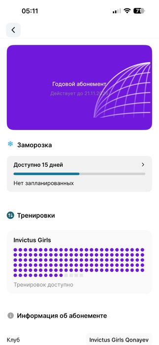 Абонемент Invictus girls