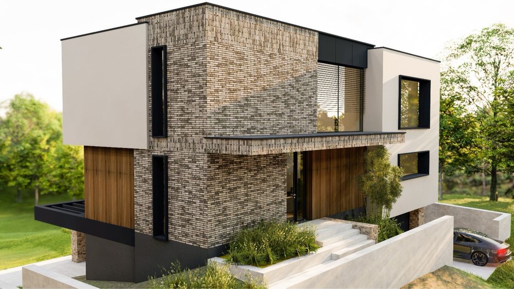 PF vand teren cu AUTORIZATIE de constructie, proiect casa moderna