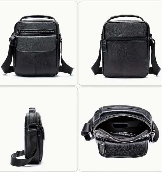 Мъжка кожена чанта с елегантна визия /Черна естест. кожа -20% Промоция