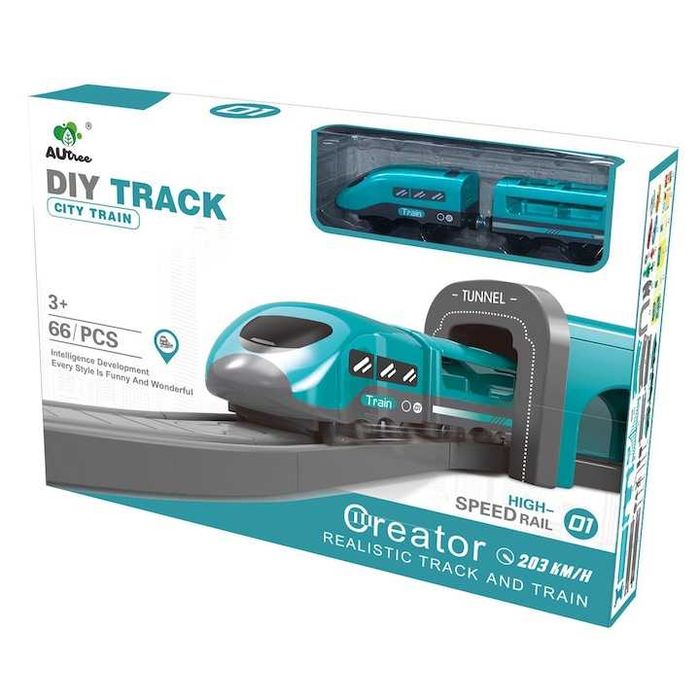 Circuit tren electric pentru copii,cu accesorii, 66 piese,nou