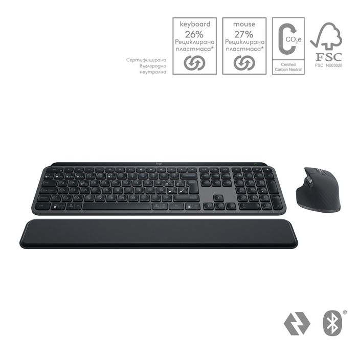 Комплект мишка и клавиатура Logitech - MX Keys S Bluetooth Combo сива