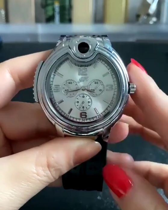 Ceas Bărbați cu bricheta Elegant și curea din silicon