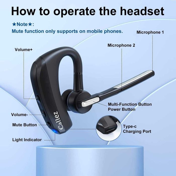 Bluetooth слушалка с двоен микрофон с шумопотискане за мобилен телефон