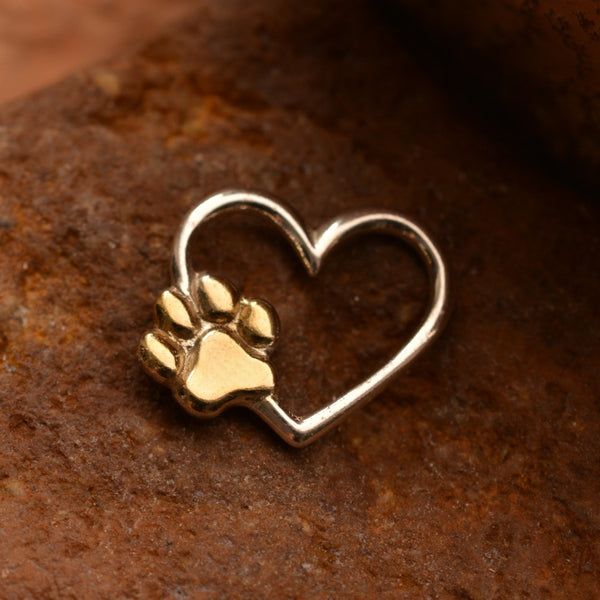 Сребърен медальон 925 „Сърце и лапичка“ – със златни акценти  бижу