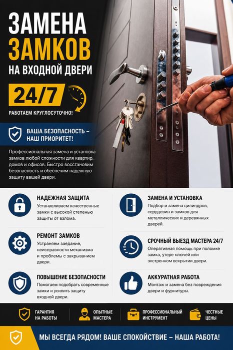 Ремонт и установка дверных ручек и замков