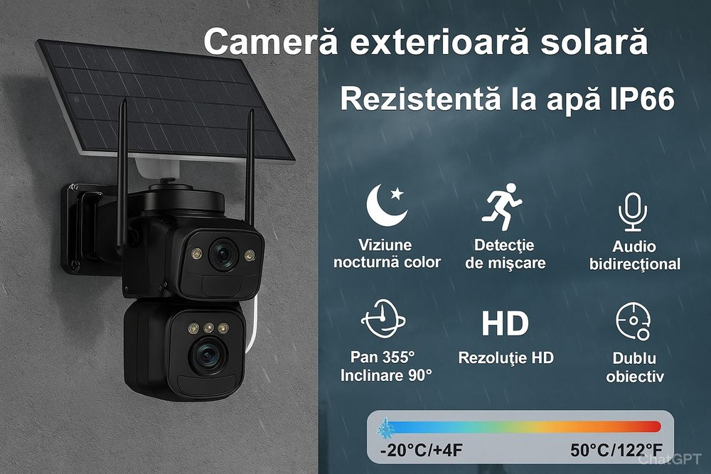 Cameră de supraveghere 2K cu panou solar & 4G – FĂRĂ FIR