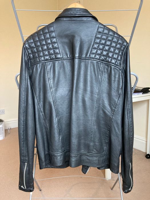 AllSaints Conroy Leather Biker Jacket ML058F - Ink Navy - естествена кожа