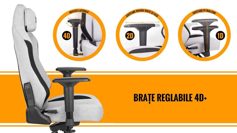 Scaun Gaming Dr.Shield Capsule Textil, Rezistenta 200 KG - Gri