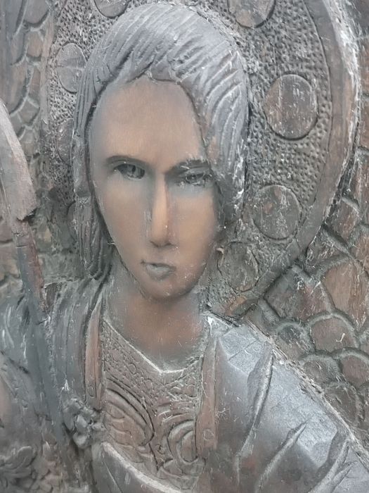 Icoană sculptată în lemn 22x44 cm și 4 kg