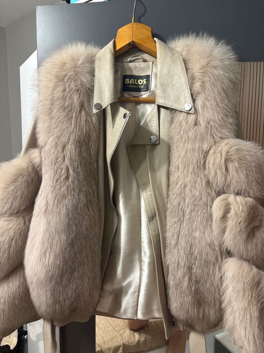 Дамско яке от естествена кожа и естествен пух