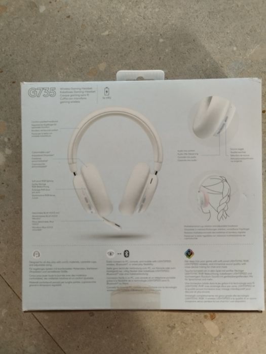 Casti Wireless Gaming Sigilate, Logitech G735 Lightspeed Albe