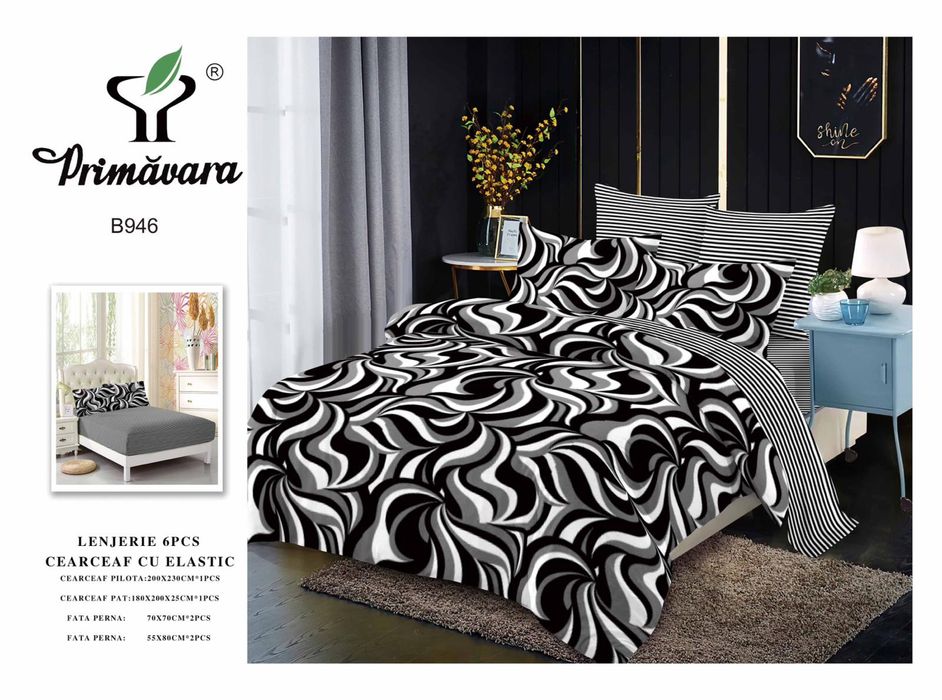 Lenjerie Pucioasa bumbac satinat, 6 piese