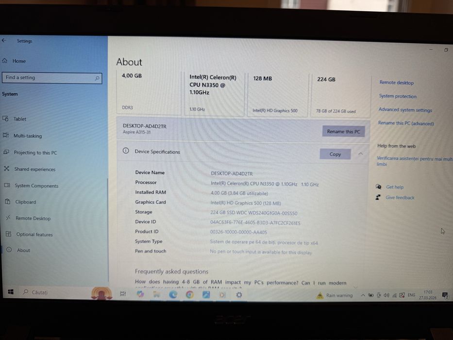 Leptop Acer Aspire 3