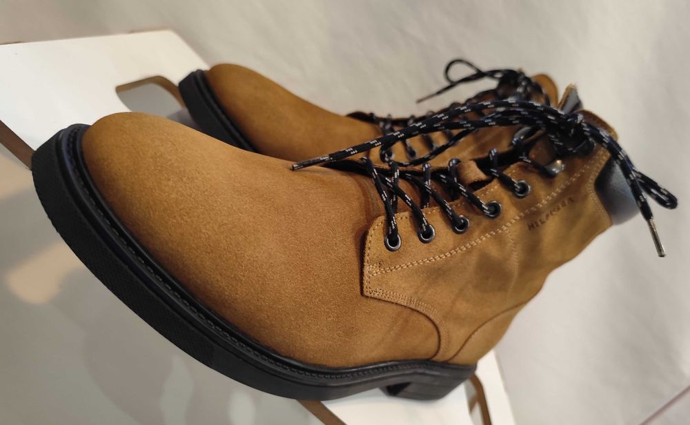 Ghete lace up 44 plain toe Tommy Hilfiger piele naturala moale