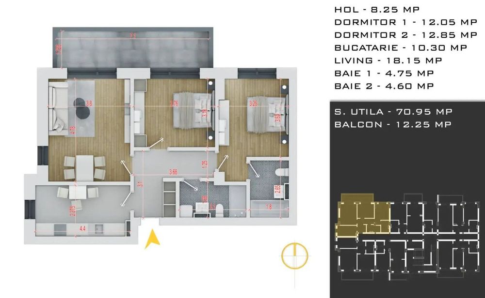 Apartament 3 Camere Loc Parcare Gratuit Decomandat Direct Dezvoltator