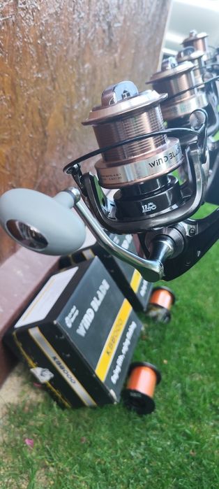 Set Pescuit,4 Lansete Carbon 3,90m,4 Mulinete Wind Blade 8000 Long Cast,13 Rulmenți,Rod Pod Echipat, Fir