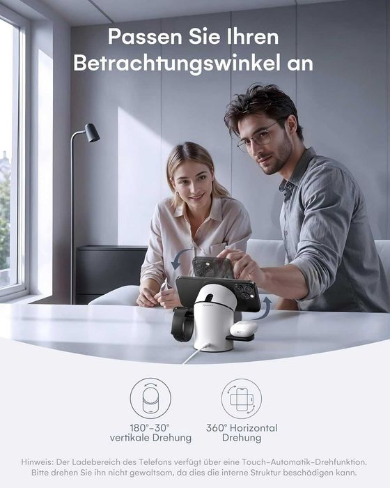 Безжична зарядна станция 3-в-1 ZEEHOO Qi2 за Apple (Нова)