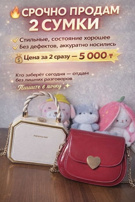 СРОЧНО 2 сумки за 5000₸ сегодня
