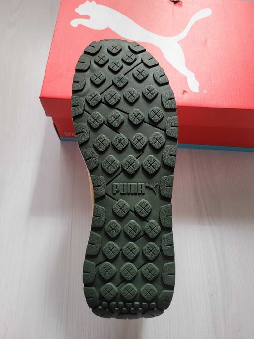 Puma, Pantofi sport low-cut, Alb cu Galben si Kaki, Nr. 44, Nou