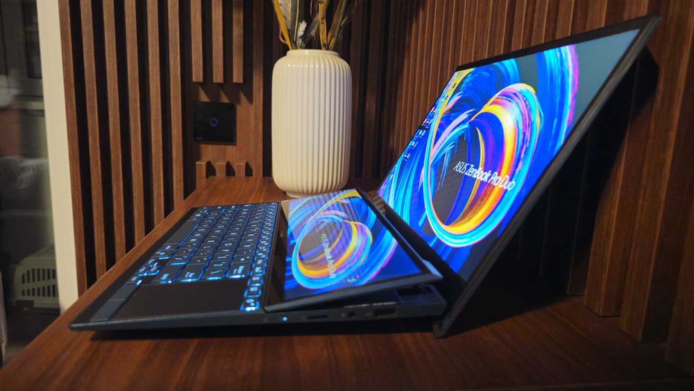 Laptop ASUS ZenBook Duo 14 Celestial Blue + Stylus, Charger si Sleeve