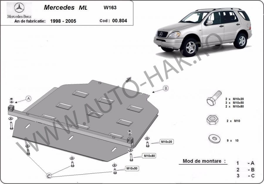 Scut metalic cutie de viteze Mercedes ML W163 1998-2005