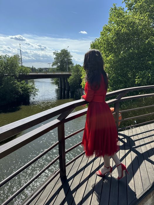 Rochie Ana Radu V-Neck Long-Sleeve Midi Dress